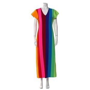 Christopher John Rogers Multicolor Striped Maxi Dress sz m
